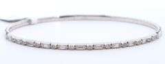 New 0.42ctw Baguette and Round Diamond Flex Bangle Bracelet in 18K
