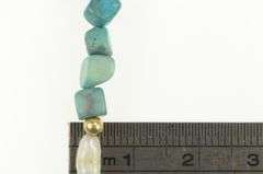 14K Yellow Gold Pearl Square Turquoise Beaded Statement Bracelet