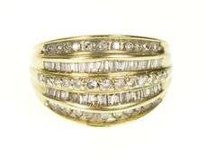 10K Yellow Gold Diamond Encrusted Tiered Statement Band Ring