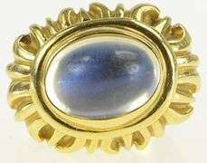 18K Yellow Gold 5.95 Ct Moonstone Sunflower Ornate Statement Ring