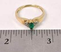 Excelent Lab Emerald and Diamond Ring in Yellow Gold