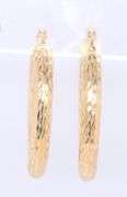 Lovely Yellow Gold Diamond Cut Hoop Earrings