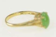 10K Yellow Gold Jadeite Cabochon Vintage Statement Ring