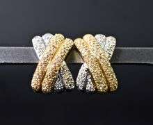 Elegant White and Yellow 14K Diamond Earrings