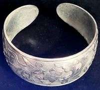Huge 32.9 Gram Vintage Scrolling Silver Cuff Bangle Bracelet