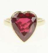 10K Yellow Gold 1940's Heart Syn. Ruby Statement Ring