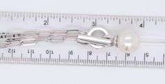 925 Sterling Silver Pearl Pendant on Paper Clip Link Chain