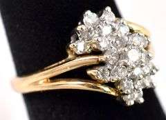 Precious Waterfall Diamond Ring in 14K Yellow Gold