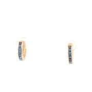 10K Yellow Gold Princess Cut Sapphire 14.9mm Huggies Hoop Earrings