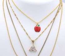 Group Lot of 4 Vintage 925 Sterling Silver Necklaces