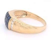 Powerful Yellow Gold Invisible Set Sapphire and Diamond Accent Ring