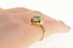 14K Yellow Gold Natural Opal Flower Cluster Cocktail Ring