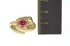 10K Yellow Gold 1930's Coiled Serpent Snake Syn. Ruby Men's Ring