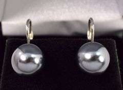 Sterling Silver Black Pearl Dangle Earrings