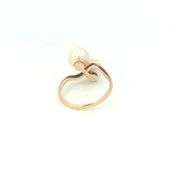 10K Yellow Gold 7.2mm Pearl Retro Ornate Bypass Ring
