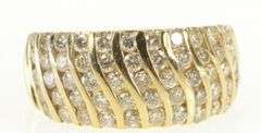 14K Yellow Gold 1.50 Ctw Wavy Diamond Strip Channel Band Ring