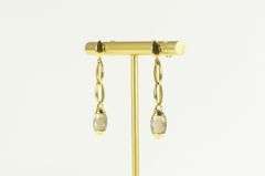 18K Yellow Gold Fibo Smoky Quartz Chain Dangle Statement Earrings