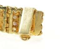 14K Yellow Gold 13.80 Ctw Ruby Cabochon Diamond Halo Tennis Bracelet