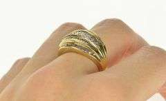 10K Yellow Gold Diamond Encrusted Tiered Statement Band Ring