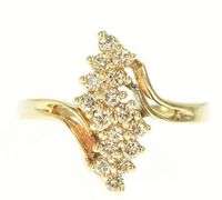 14K Yellow Gold 0.40 Ctw Diamond Zig Zag Cluster Bypass Ring