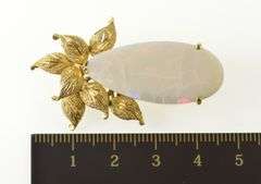 14K Yellow Gold Pear Huge Natural Opal Leaf Statement Pin/Brooch