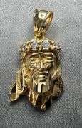 14 Kt Gold Plated Jesus Pendant With The Sparkling Crown