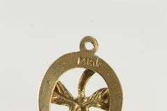 14K Yellow Gold Four Leaf Clover Horse Shoe Lucky Charm/Pendant