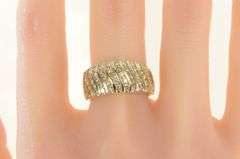 14K Yellow Gold 1.50 Ctw Wavy Diamond Strip Channel Band Ring