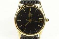 14K Concord Quartz Date Leather Band Vintage Men's Watch