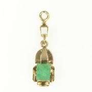 Gold Filled Victorian Ornate Natural Emerald Drop Pendant