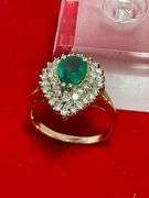 CERTIFIED 14K YELLOW GOLD DIAMOND AND EMERALD RING