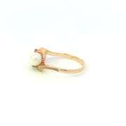 10K Yellow Gold 6.3mm Pearl Diamond Vintage Bypass Ring