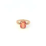 10K Yellow Gold Victorian Oval Sim Orange Sapphire Statement Ring