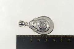 18K White Gold Tear Drop Baguette & Round Cluster CZ Pendant