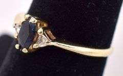 Adorable 14K Yellow Gold Sapphire and Diamond Ring
