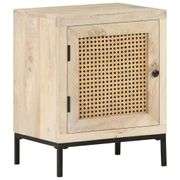 Solid Mango Wood and Natural Cane Bedside Cabinet