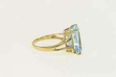 10K Yellow Gold Emerald Cut Blue Topaz Statement Ring