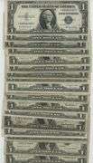 Scarce lot of 28 STAR $1 Silver Certificates: 7 1935 & 21 1957