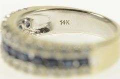 14K White Gold 1.80 Ctw Sapphire Diamond Wedding Band Ring