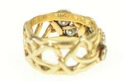 14K Yellow Gold Diamond & Cubic Zirconia Artisan Vine Band Ring