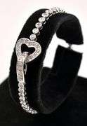 Sterling Silver Heart CZ Tennis Bracelet