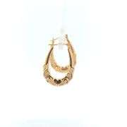 10K Yellow Gold Puffy Heart Love Symbol Scroll Oval Hoop Earrings