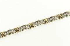 10K Yellow Gold 1.00 Ctw Two Tone Classic Diamond Tennis Bracelet