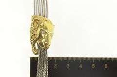 Sterling Silver Two Tone Lion Chain Fringe CZ Tassel Collar Necklace