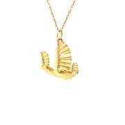 18K Yellow Gold 3D Chinese Sail Boat Ornate Ship Charm/Pendant