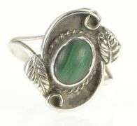 Sterling Silver Malachite Oval Cabochon Southwestern Ring