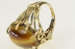 10K Yellow Gold 1960's Oval Tiger's Eye Retro Vintage Ring