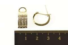 10K Yellow Gold 0.90 Ctw Diamond Inset Channel Oval Hoop Earrings