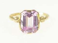 10K Yellow Gold 1930's Vintage Pink Topaz Solitaire Ring