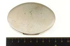 Sterling Silver Oval Simple Retro Makeup Compact Box